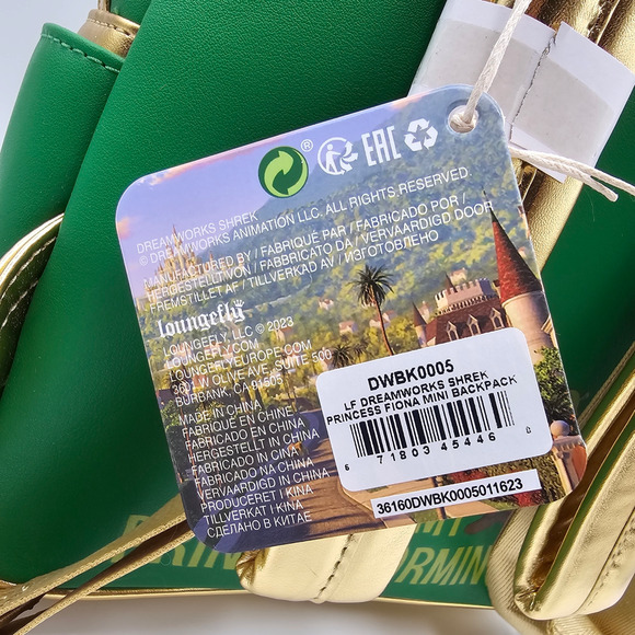 Loungefly DreamWorks Shrek Princess Fiona Green Gold Mini Backpack Bag New - Picture 12 of 13